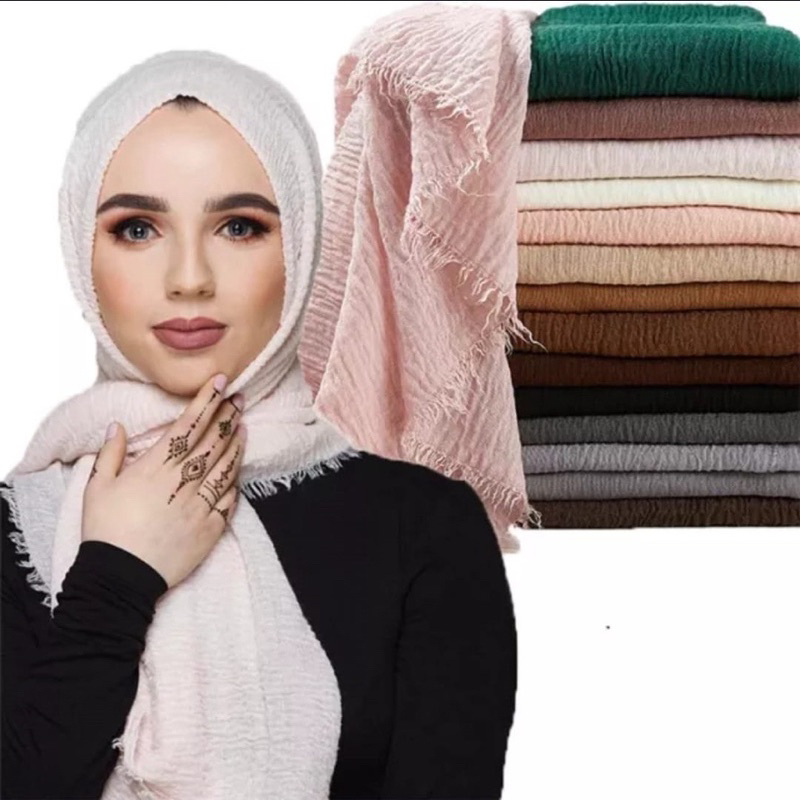 Hpp13 Jilbab 180x90 Pasmina Crincle Kerudung Pashmina Crinkle Hijab Pasmina Kusut Jilbab Phasmina KrinKle Rawis Jumbo Crinckle Shawl