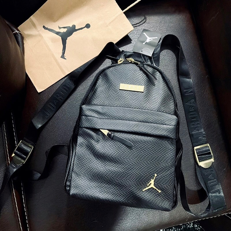 JORDAN REGAL SNAKE SKIN LEATHER MINI BACKPACK BLACK FULLTAG