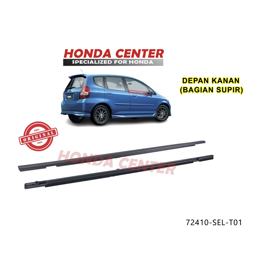 original honda,pelipit karet kaca luar weather strip luar honda jazz GD3 2004 2005 2006 2007 2008 depan belakang kiri kanan