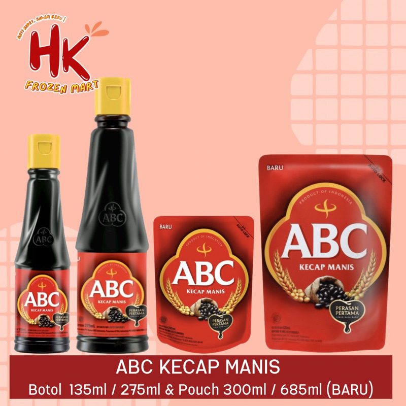 

ABC Kecap Manis botol 135ml & 275ml / Refill 685ml & 925ml (saus saos pouch indofood) HK FROZEN MART