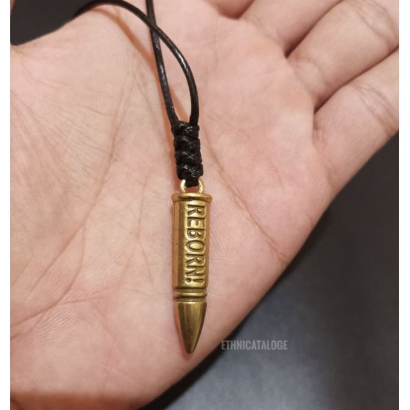 KALUNG TALI PRIA LIONTIN PELURU LOGAM BRONZE || MEN NECKLACE ROPE BULLET PENDANT