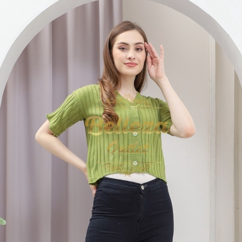 Belleza Outlet baju rajut Cardigan rajut atasan wanita  Joana crop