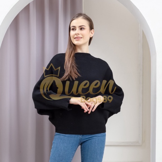 Queenbags89 baju outfit cewek baju atasan wanita baju Rajut Batwing Jumbo Size