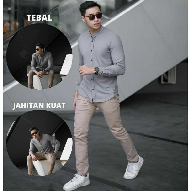 CELANA CHINO Panjang pria Slimfit KERJAHARIAN Santai Casual Formal Hitam Abu Cream Mocca Size 27-38