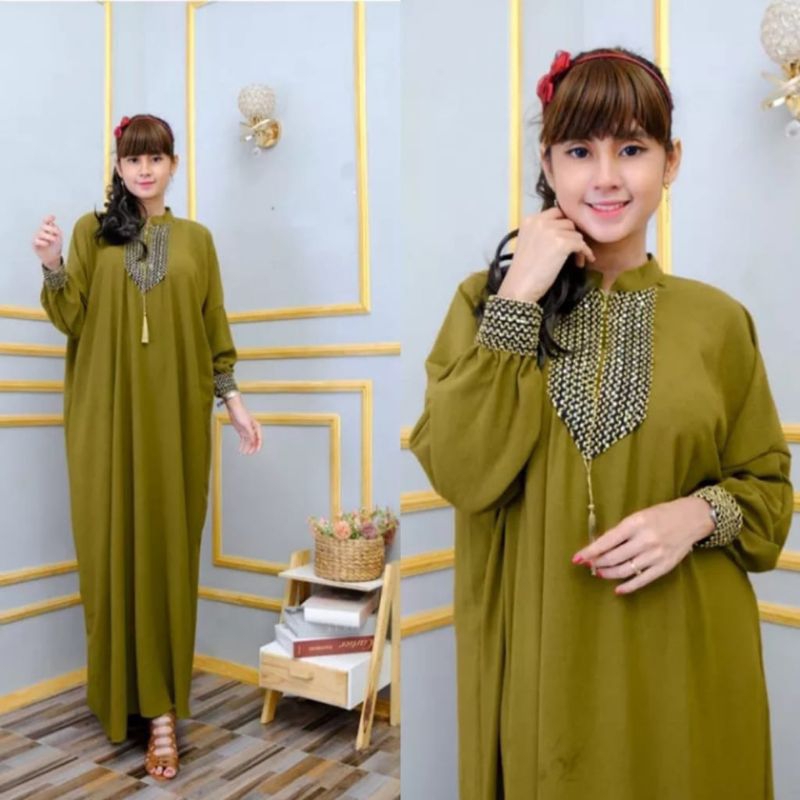 Gamis kaftan Abaya Sultan Cringkel Airflow premium cocok untuk pakai saat lebaran