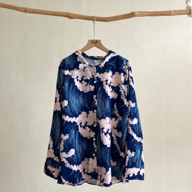 Kanagawa Shirt / Baju Atasan Kemeja Wanita Import