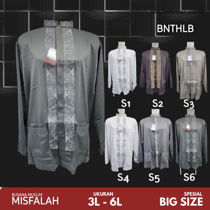 Baju Koko Misfalah Big Size Busana Muslim Pria Dewasa Lengan Panjang Jumbo