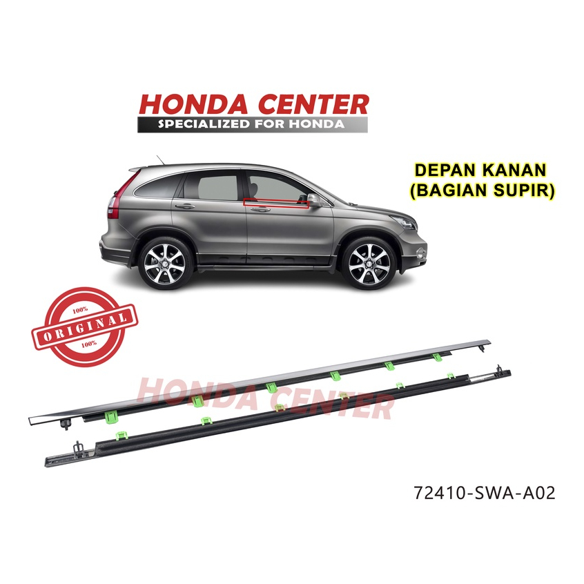 ORIGINAL HONDA, molding pelipit karet kaca pintu luar crv gen3 2007 2008 2009 2010 2011 depan belakang kiri kanan