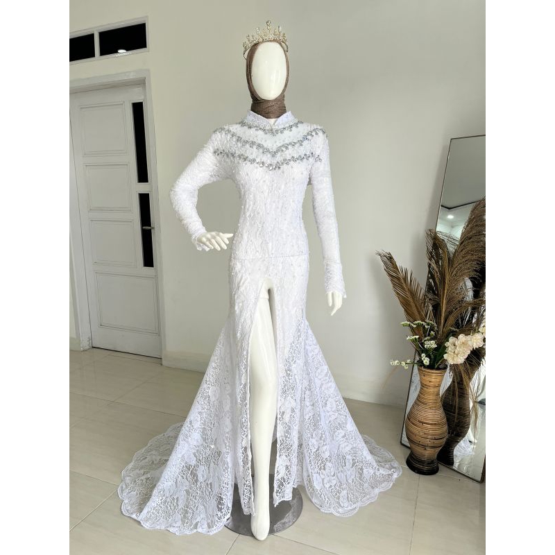 KEBAYA AKAD FULL PAYET PUTIH MODERN