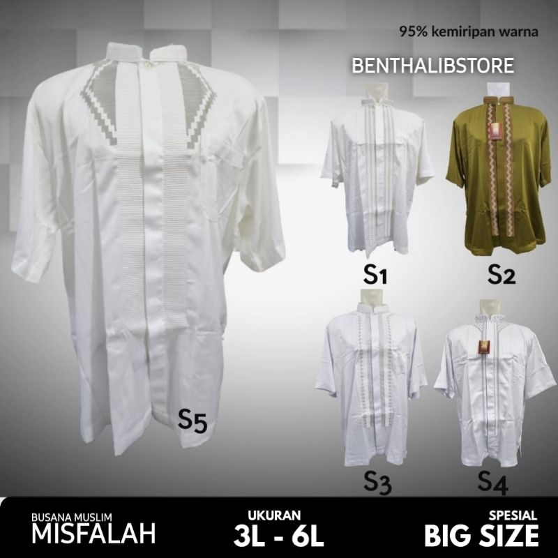 Baju Koko Busana Muslim Pria Misfalah Jumbo Big Size Exclusive Lengan Pendek