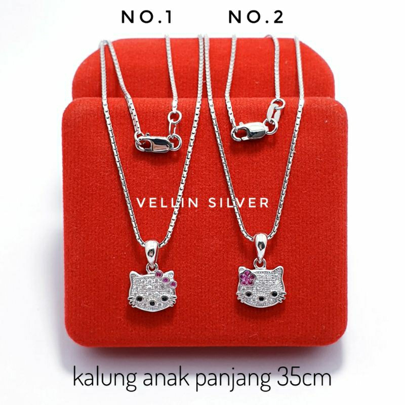 KALUNG ANAK HELLOKITTY PERAK 925 LAPIS EMAS PUTIH / KALUNG HELLO KITTY SILVER 925 ASLI
