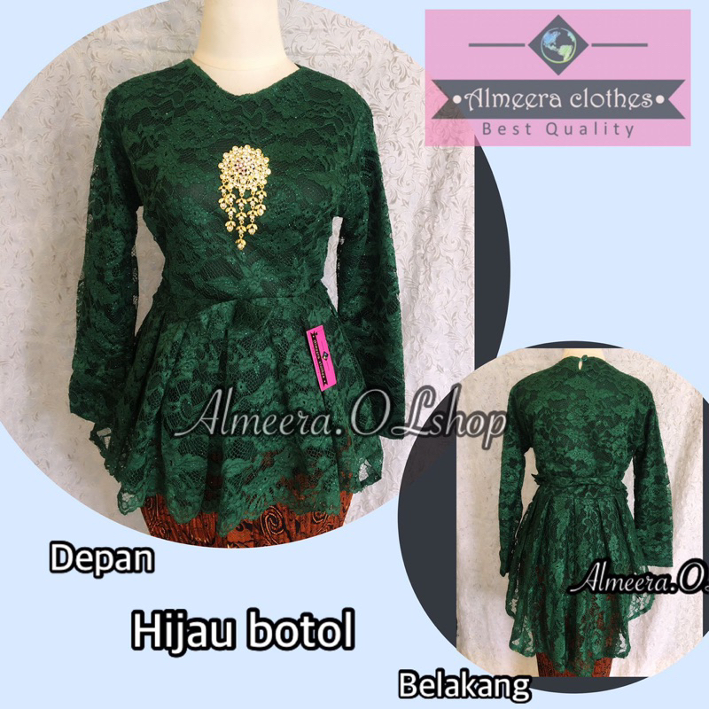 kebaya brokat berfuring atasan blus brokat pinguin kebaya wisuda dengan belt pita