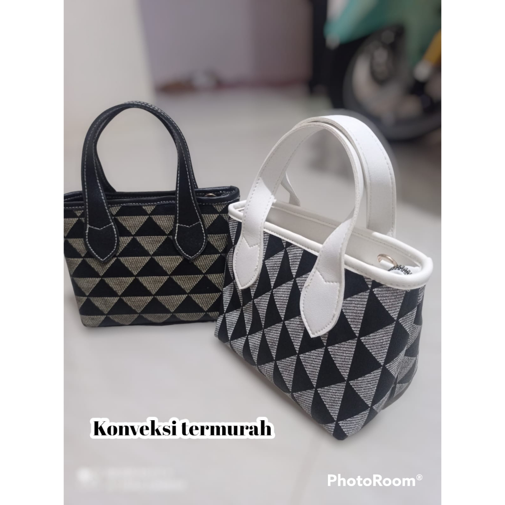 Slingbag Motif Houndstooth / Tas Selempang Wanita Kekinian / Slingbag Square Liana