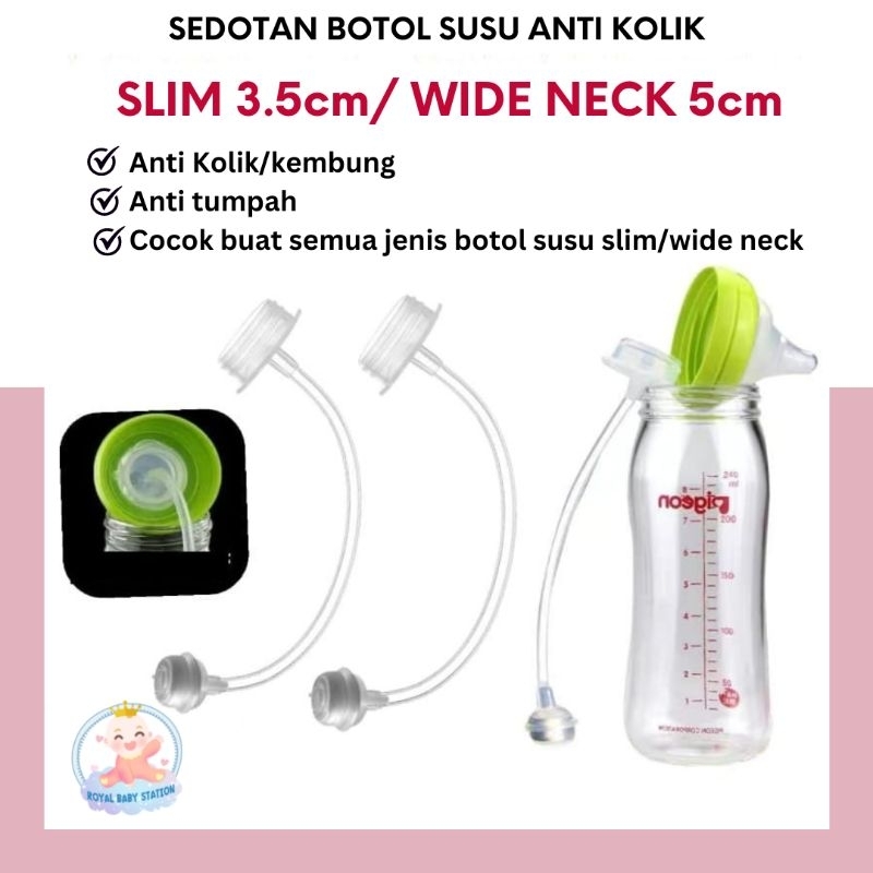 Selang Sedotan Botol Susu Anti Kolik Anti Kembung Slim dan Wideneck