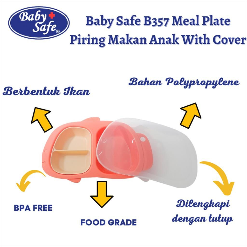 Baby Safe B357 Meal Plate with Cover Tempat Makan Bayi Anak dengan Tutup / Perlengkapan Makan Bayi