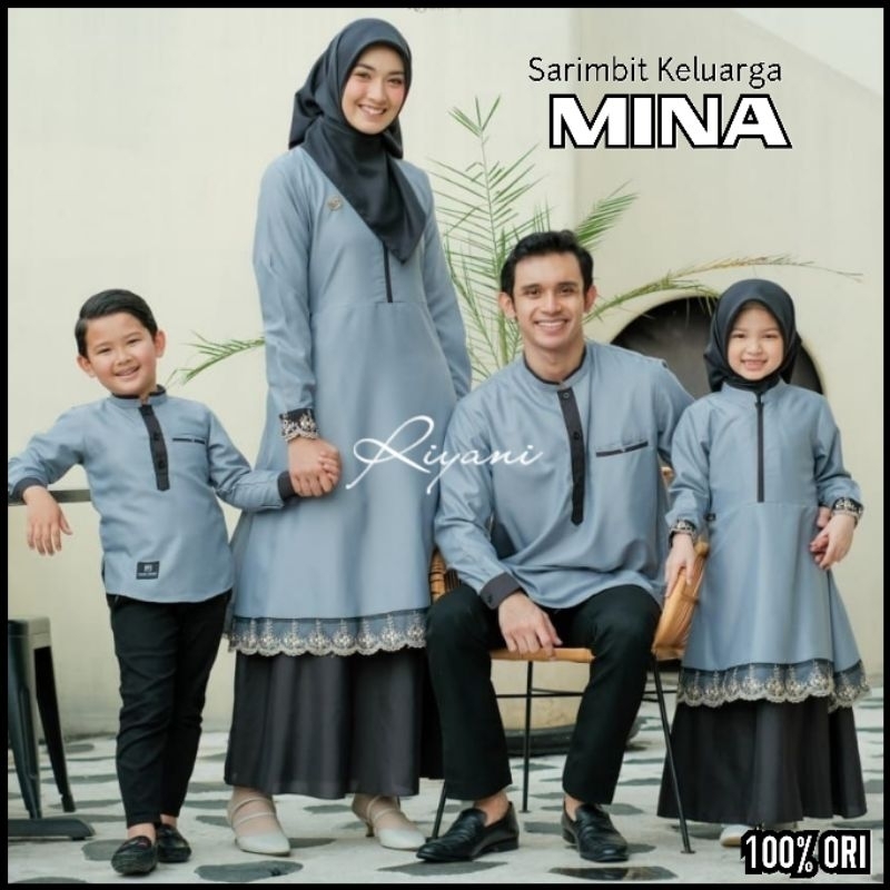 Sarimbit Keluarga Lebaran Terbaru Couple Family SARIMBIT MINA warna Abu By Riyani