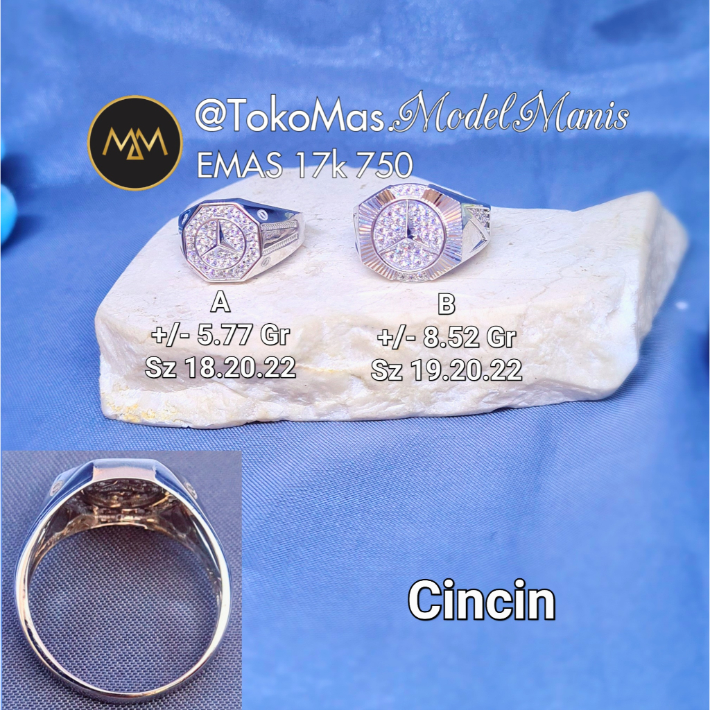 Cincin pria new fashion emas putih 750 kadar 17k