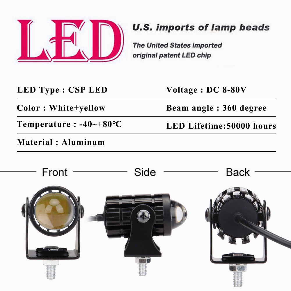 Headlamp Lampu Sorot Sepeda Motor Led Lampu Tembak Laser Led Mini 2 Warna - Lampu Tembak Sorot Foglamp Mini D2 Laser Super Terang