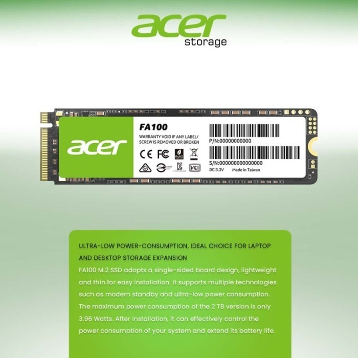 SSD ACER FA100 M2 NVME 2280 1TB GARANSI RESMI 5 TAHUN