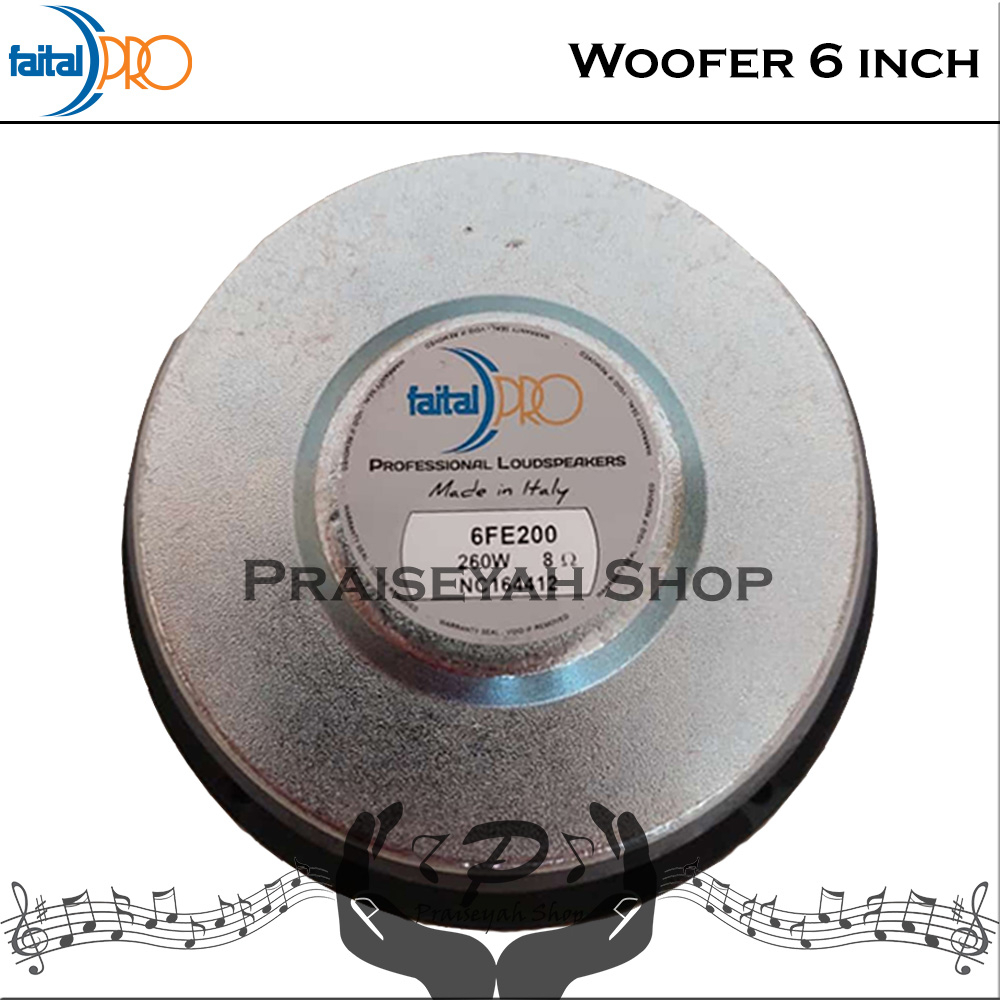 Faital Woofer Speaker Komponen 6 inch 6FE200 8 atau 16 ohm