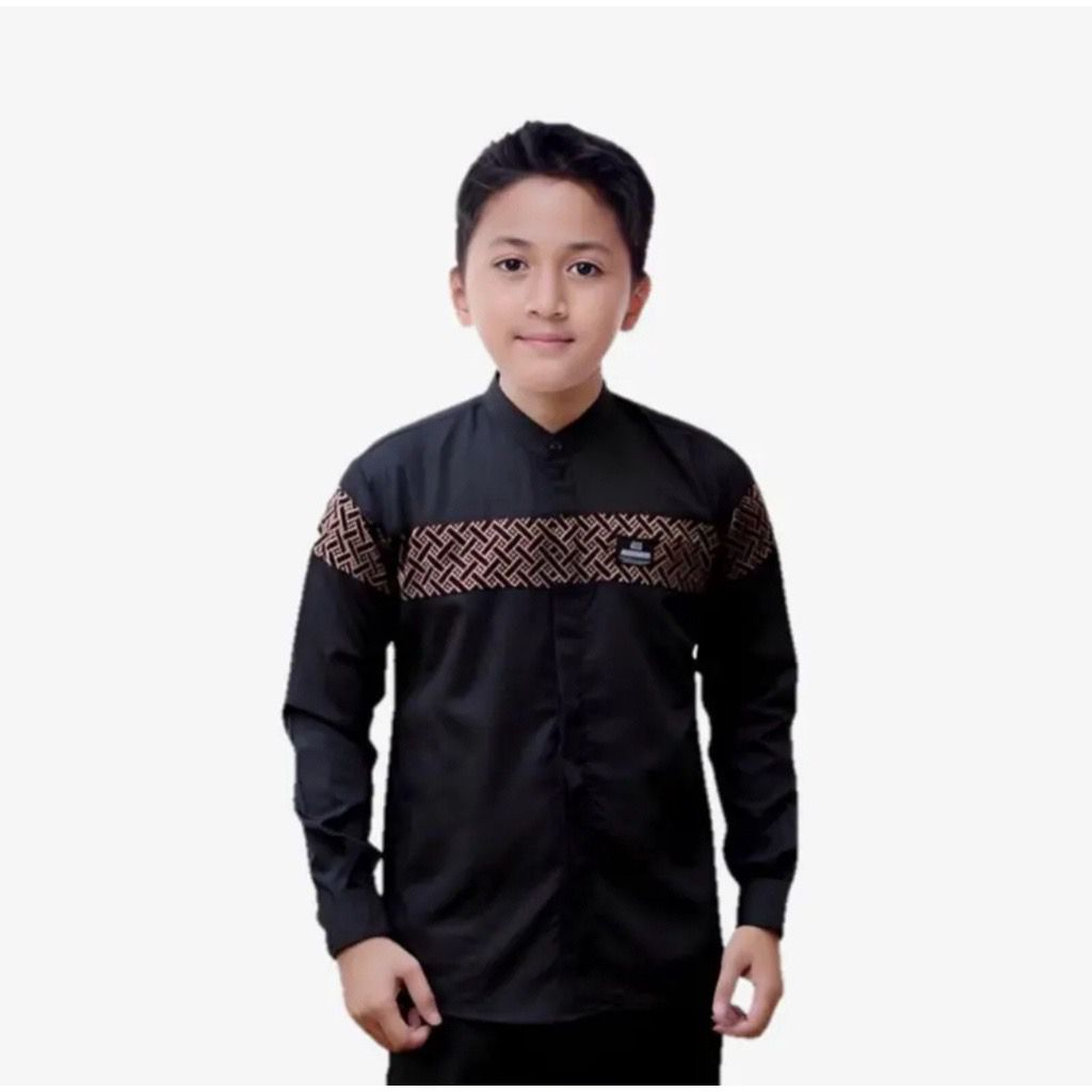 Baju Koko anak  Kombinasi Batik kobata