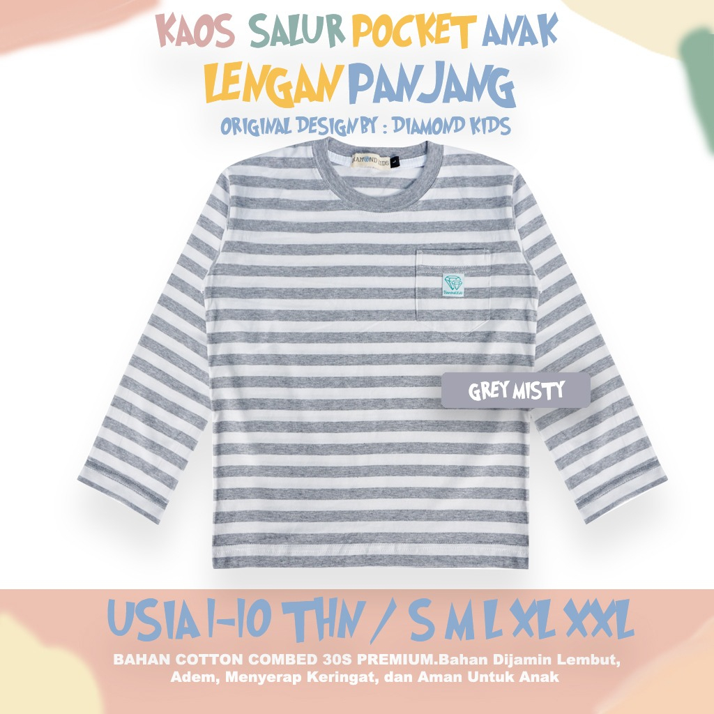 KAOS DISTRO ANAK MOTIF SALUR BELANG STRIPE GARIS BERGARIS TANGAN LENGAN PANJANG LUCU 1-10THN KAOS LAKI LAKI PEREMPUAN