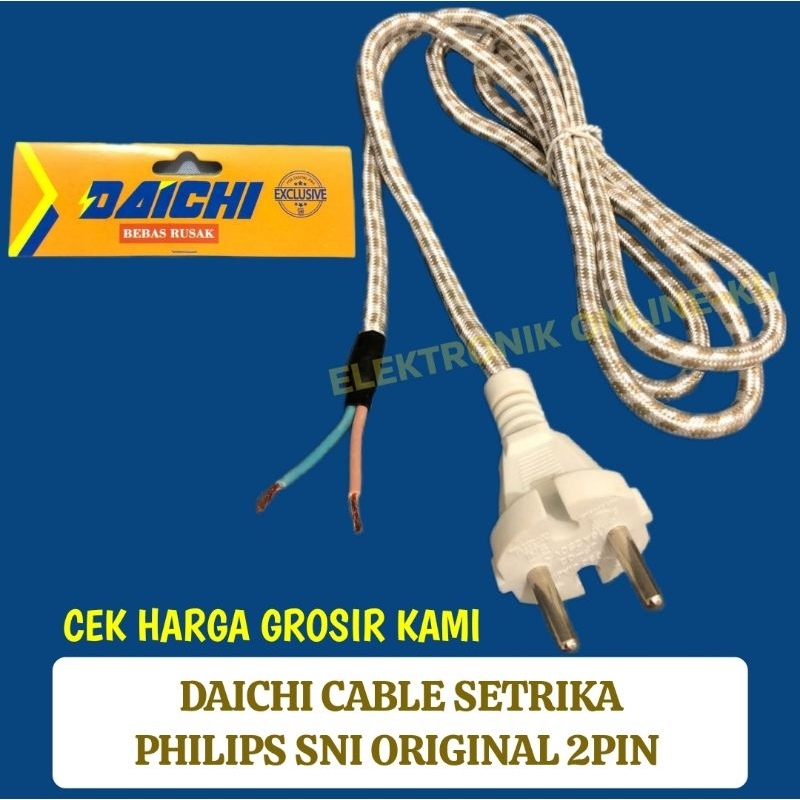 CABLE KABEL SETRIKA PHILIPS SNI ORIGINAL 2PIN