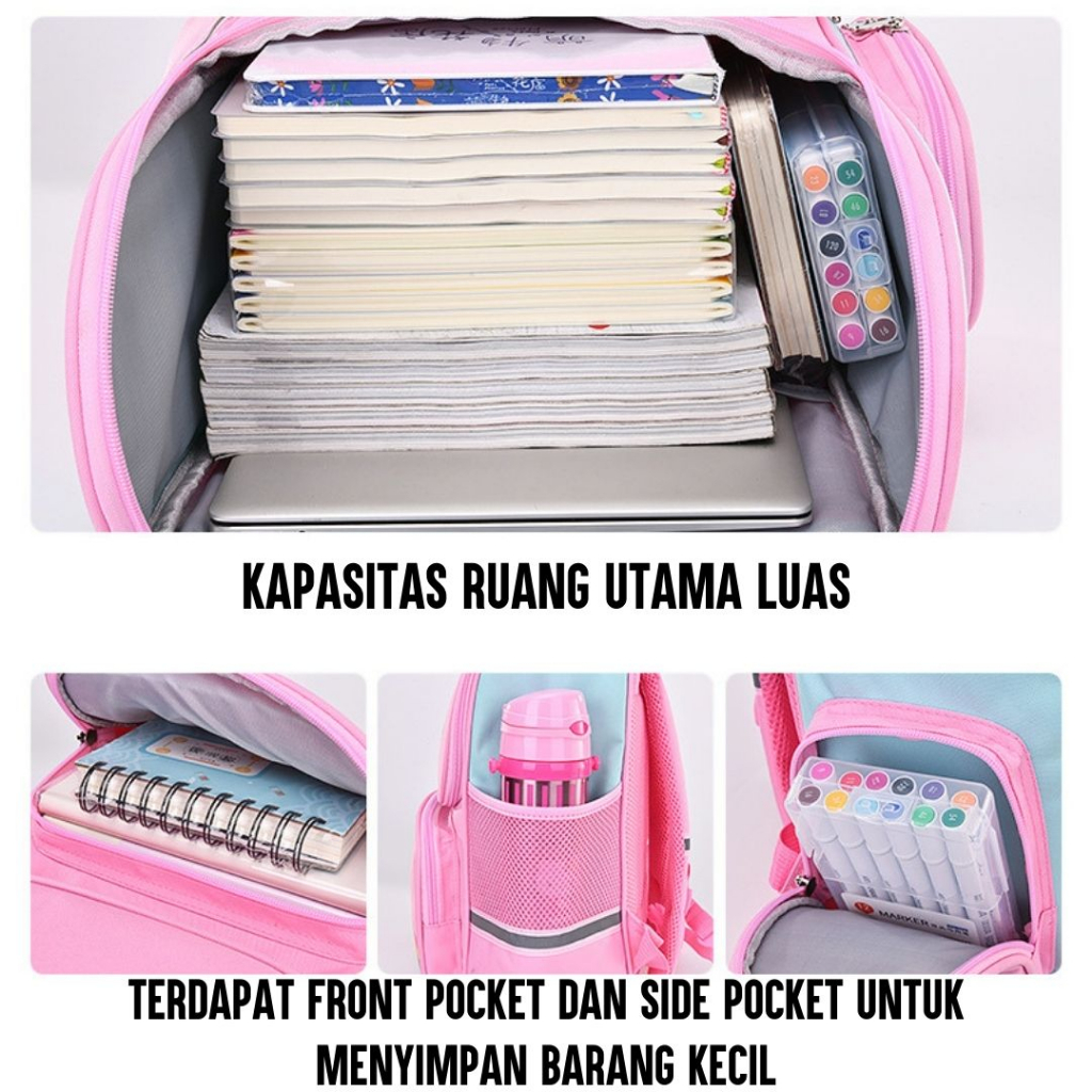 [MTOYS] Tas Ransel Sekolahan Motif Lucu Warna Cerah Buat SD Kualitas Import Premium -M0222