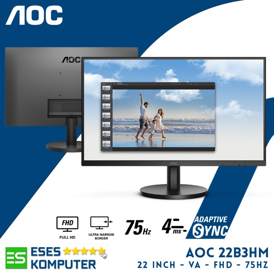 Monitor AOC 22B3HM 22&quot; LED VA FHD 75Hz Ultra-Slim