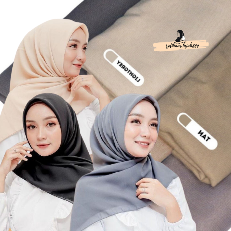 Hijab Bella Square Premium Anti Letoy - Kerudung Segiempat Bella Square polycotton 115 X115 Jahit Neci Rapih Full Varian Warna Lengkap