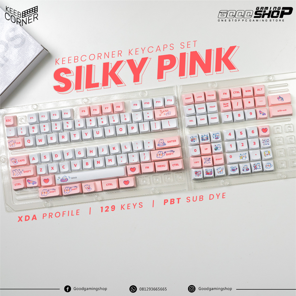 KC Keycaps Silky Pink XDA 129 Keys