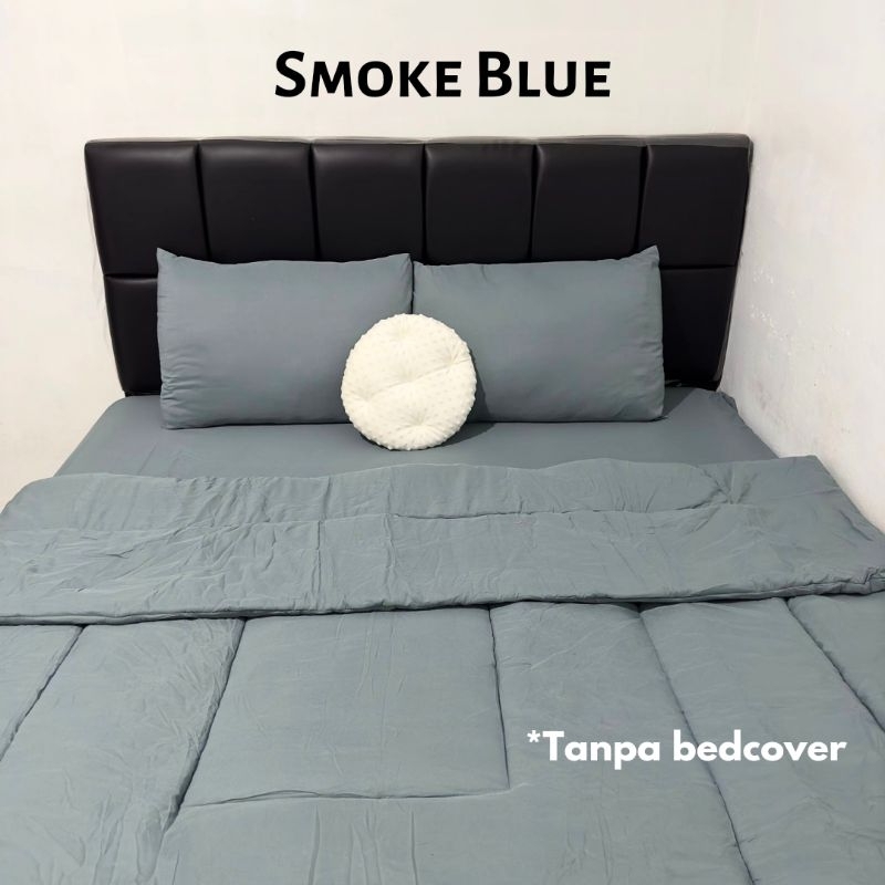 Sprei Estetik Polos Smoke Blue Tanpa Embos 90x200 100x200 120x200 160x200 180x200 Tanpa Embos Seprai Bahan Polymicro