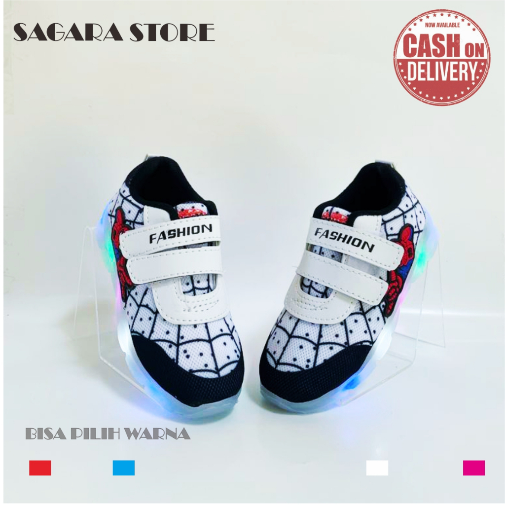 Sepatu Sneakers Anak laki-laki LED mika Motif Printing new sider  / Sneakers Anak MENYALA Best Seller