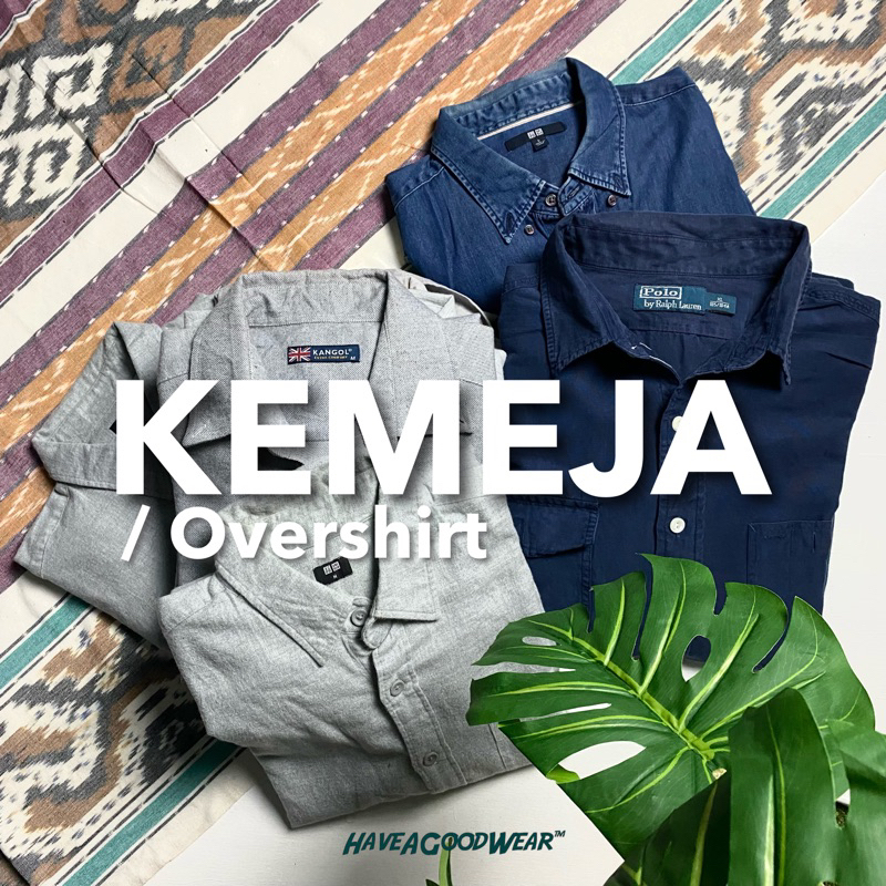 KEMEJA BUTTONDOWN, OPEN COLLAR, VINTAGE. UNIQLO, GIORDIANO, POLO, DLL