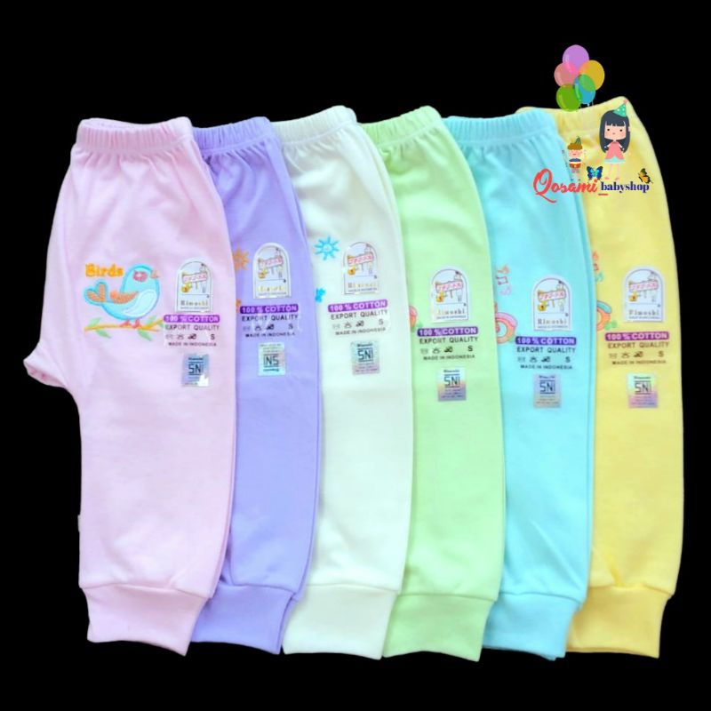 3 pcs RIMOSHI Polos Celana Panjang Bayi Uk S, M, L, XL SNI