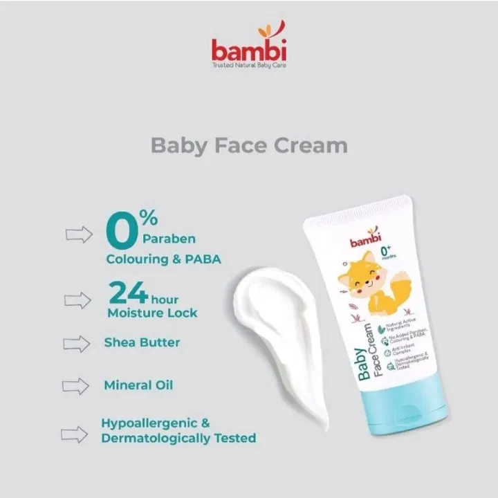 [BPOM] Bambi Baby Face Cream 50ml / Krim Wajah Bayi Kulit Normal - Sensitif / Lotion Pelembab Perawatan Wajah Bayi / MY MOM