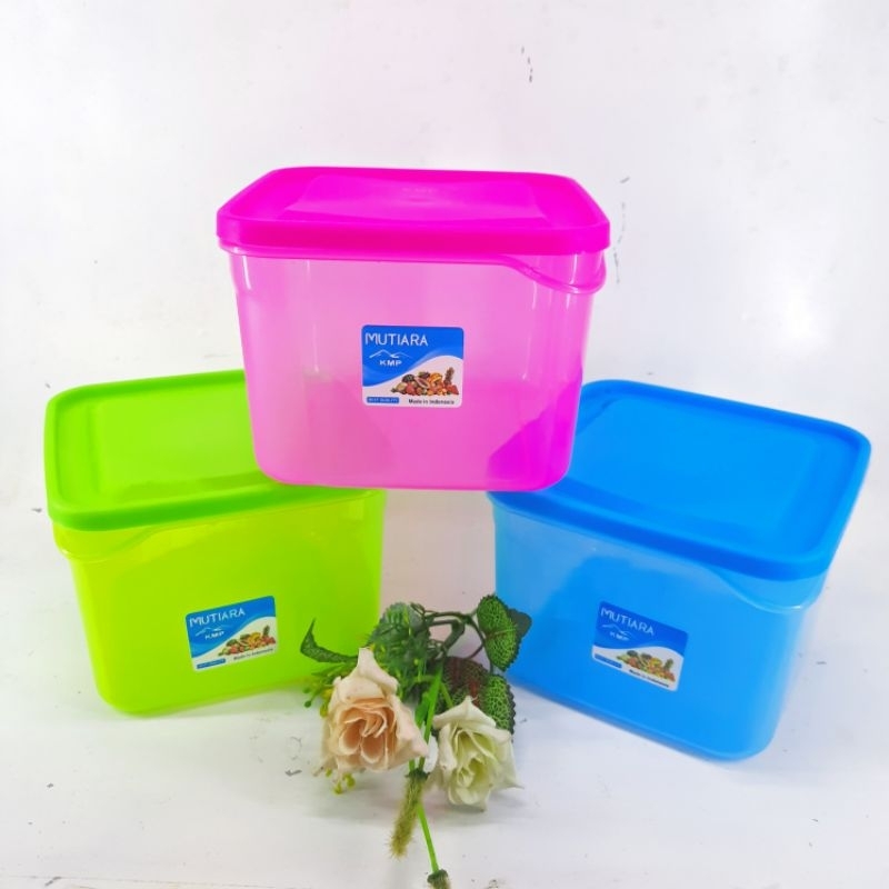 Toples Kotak Warna Klip 1100 ml | Wadah Penyimpanan Bumbu Dapur Bawang Sambal | Food Box | Sealware | Food Grade | Container Zayn Kmp Mutiara