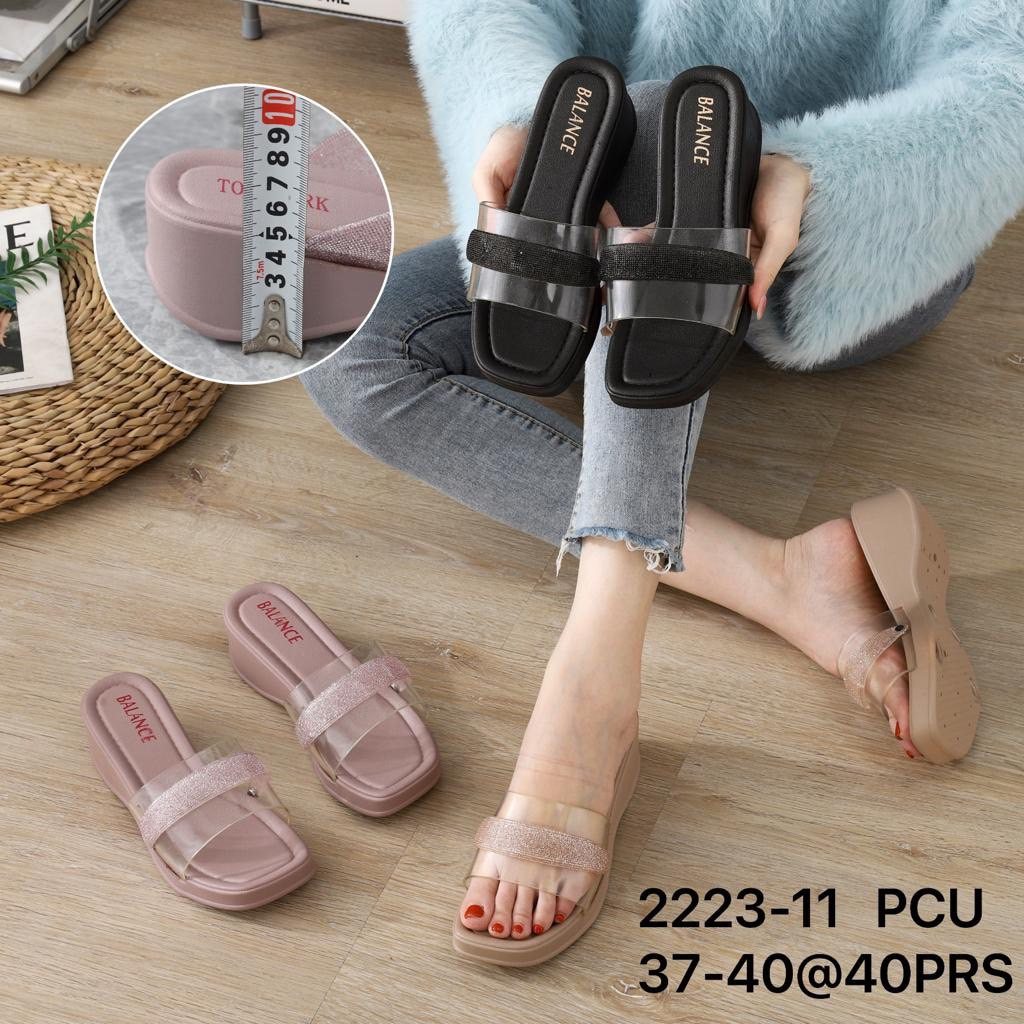 Sandal Selop Wanita Karet Import BALANCE Motif Ban 1Mika Kaca Ringan Empuk Sol Tebal 5 Cm  / 2223-11