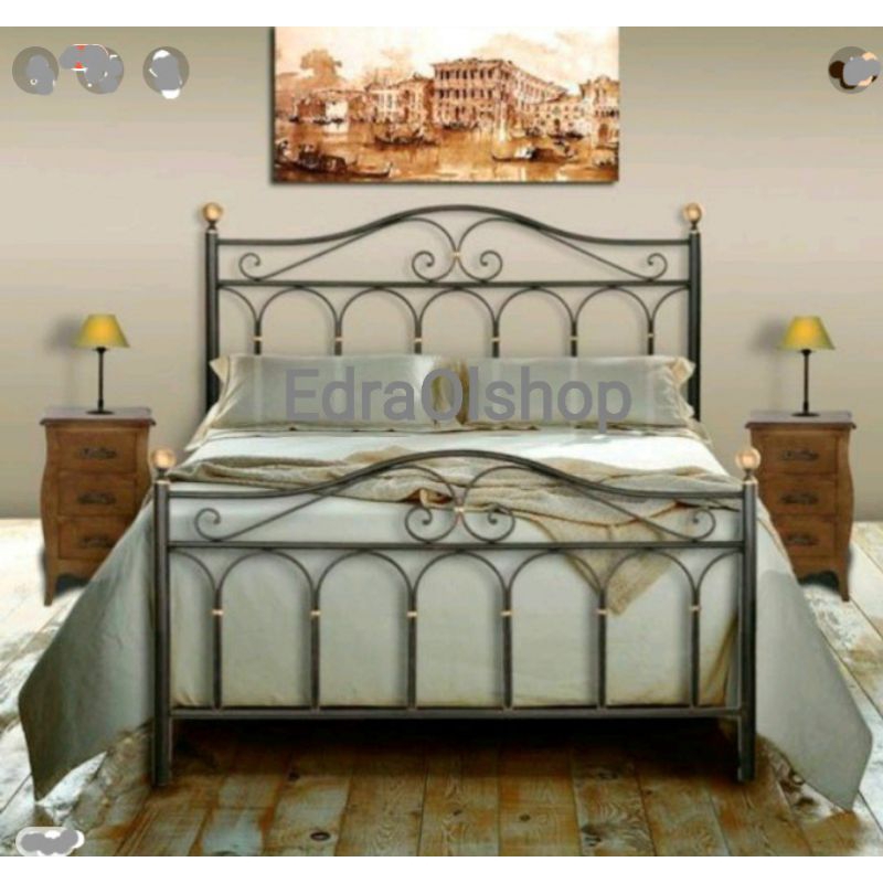 Divan Ranjang Besi 160x200cm Ethnik Ornamen Klasik Minimalis Murah Mewah