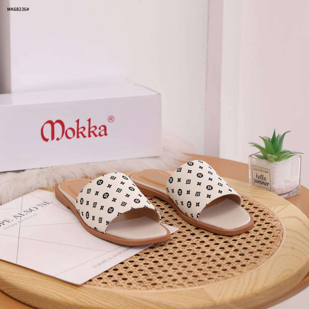 Mokka Casual Flower With Canvas Flat Women Sandal MK68236