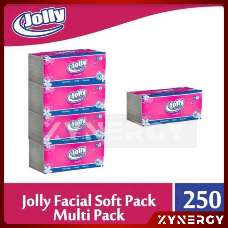 Jolly Facial Tissue 250 Sheets 2 Ply [4 Pack]