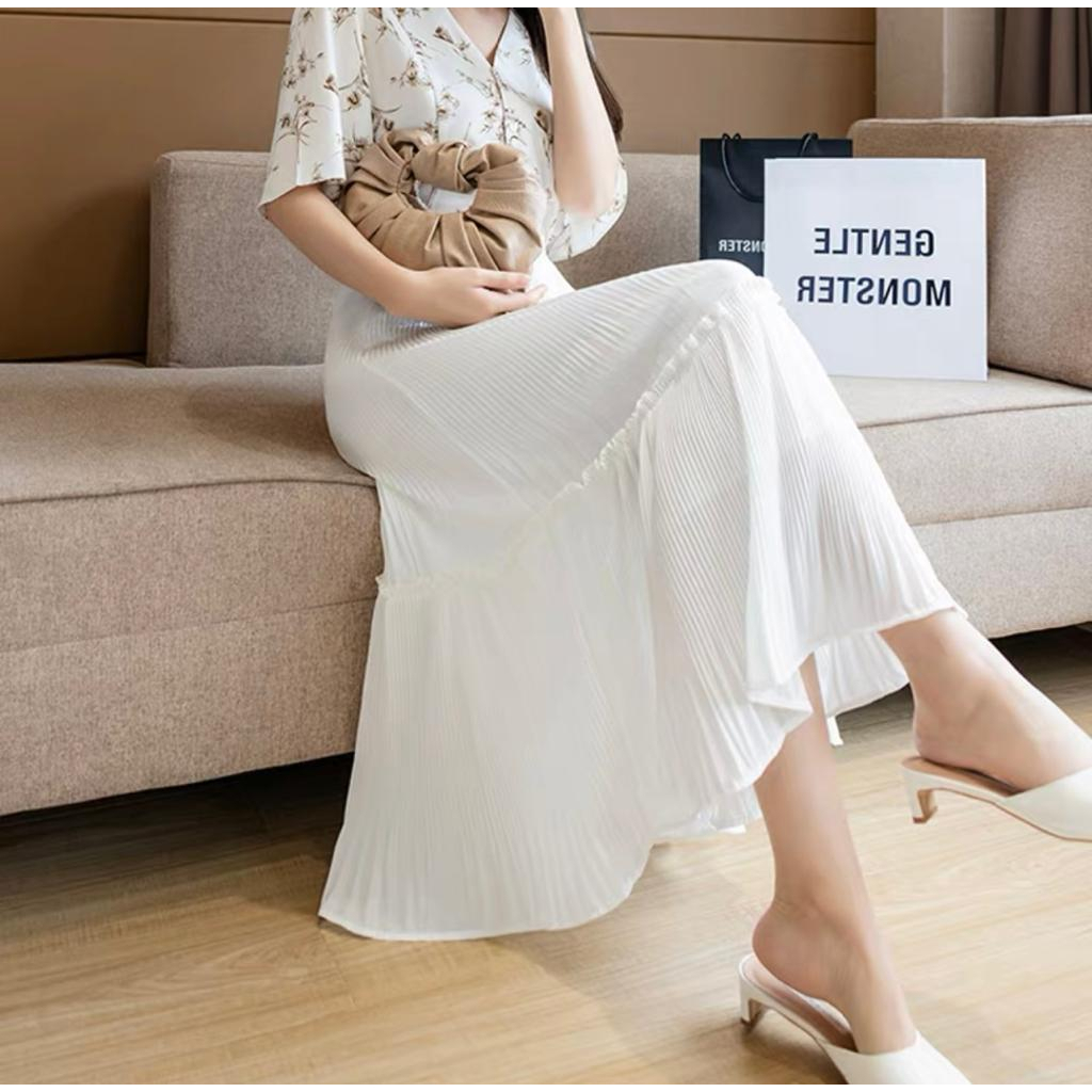 Cherry_ Long skirt ladycrush | rok wanita korea | rok rempel 2 susun