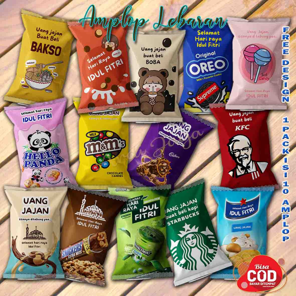 

Amplop Lebaran unik Bungkus Permen I 1 pack 10pcs kertas blink nyantik