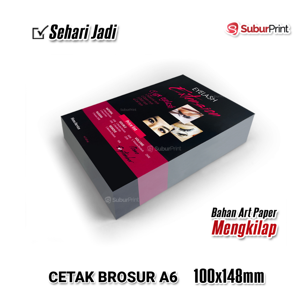 

Cetak Brosur Ukuran A6 Murah Bahan Art Paper Mengkilap Anti Pudar Sehari Jadi