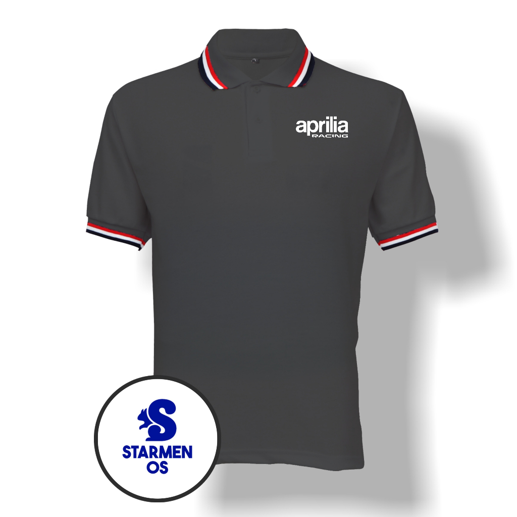 Kaos Wangki Polo T-Shirt Pria Kerah 3 List Logo APRlLIA RACING