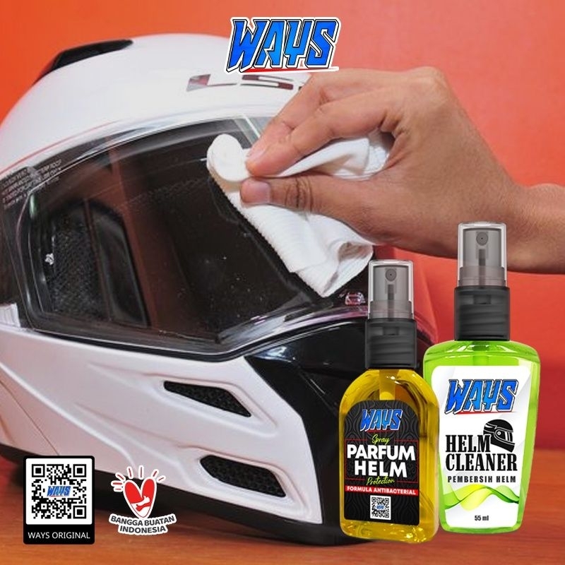 Paket WAYS Pembersih + Parfum Helm Motor dan Pengkilap Body Helm Kaca Visor Iridium dan Pengharum isi 2 Pcs