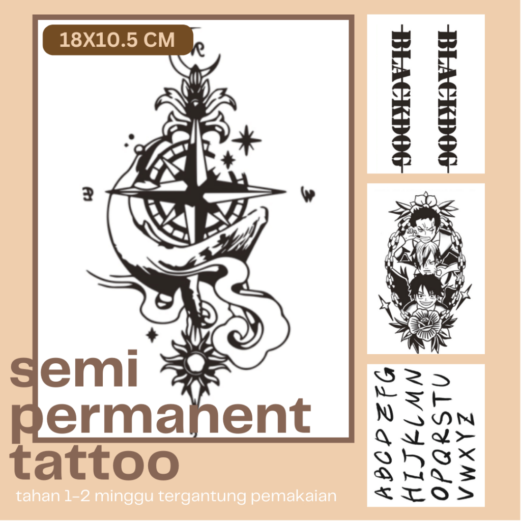 Stiker Tato Semi Permanen 18x10.5cm | Waterproof | Tato Tahan Lama