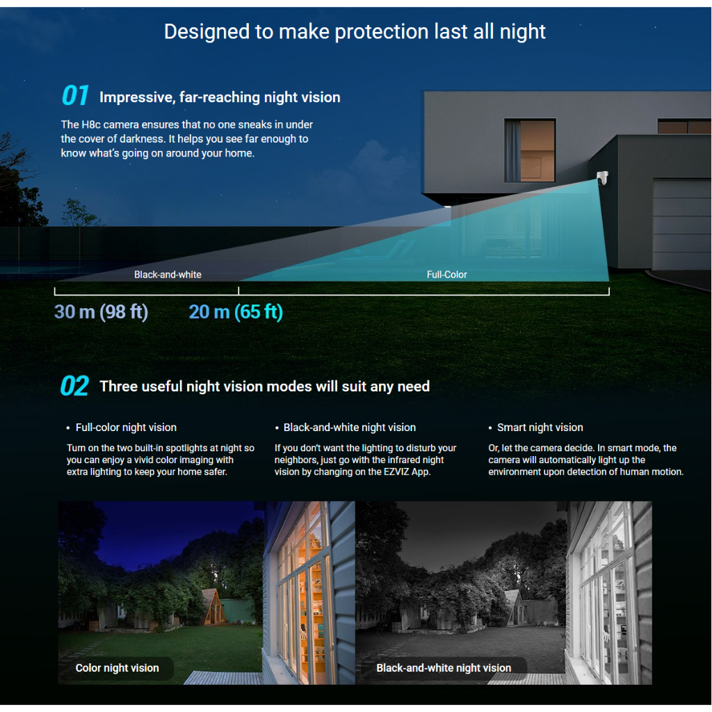 EZVIZ H8C 4MP 2K Outdoor IP Camera Pan &amp; Tilt 360 CCTV Wifi IPCAM 2 Way 2K+