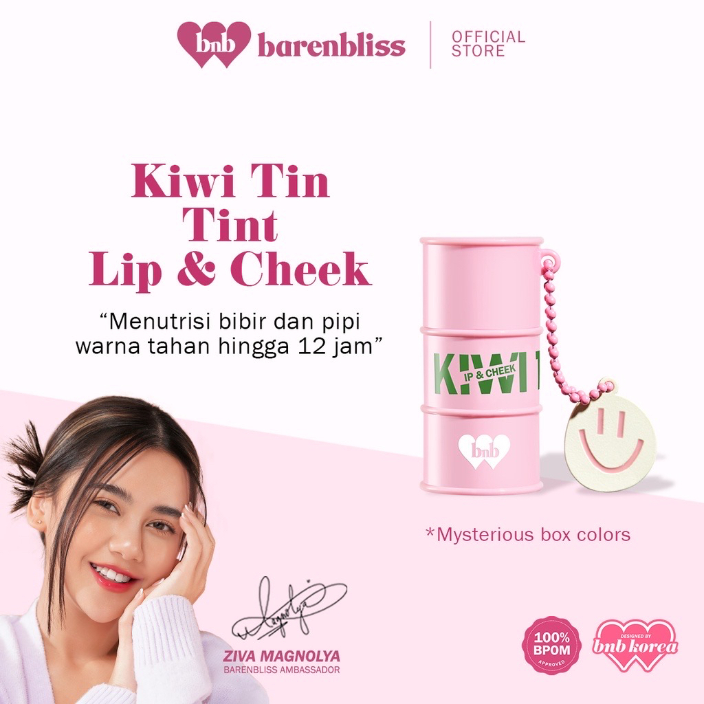 BARENBLISS Kiwi Tin Tint Lip &amp; Cheek Korea / 2.5g / Lasting Tin Up To 12H Blendable Intense Nourishing Skin Loving Formula / Cosmetic Makeup Make Up Lipstick Lipstik Liptin Velvet Matte Gloss Cream Balm Glow Liner / BNB Paket Series