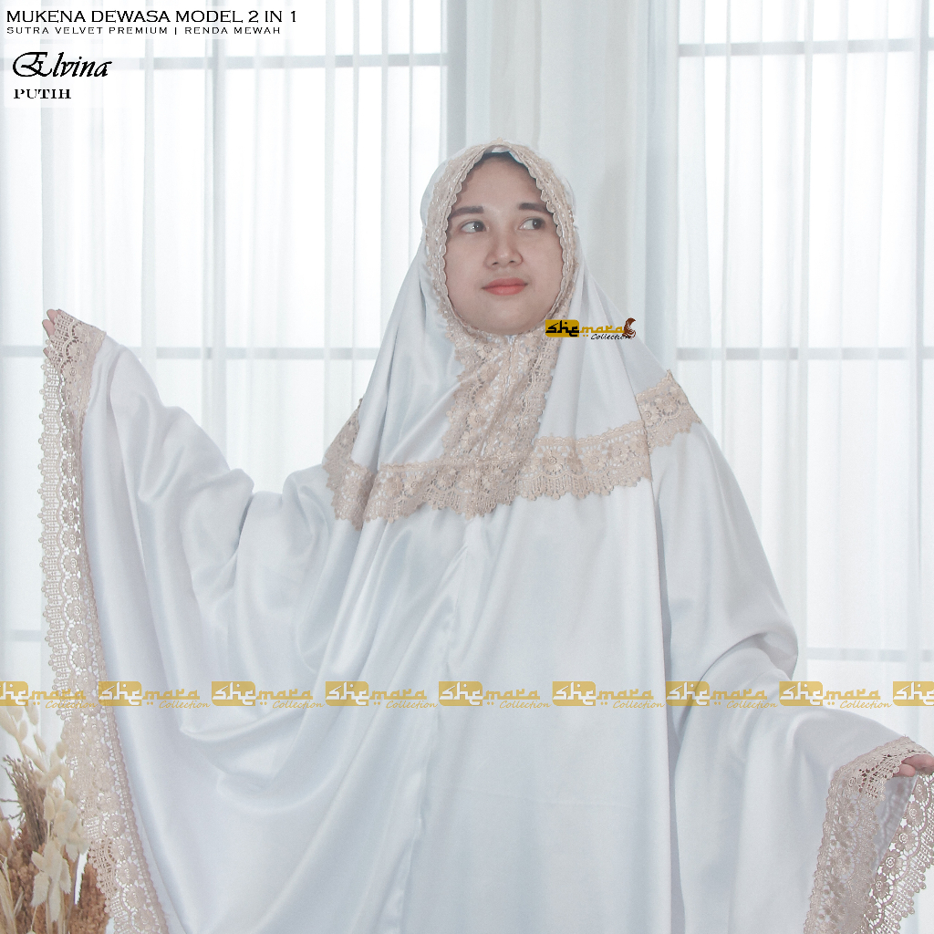 Mukena Dewasa 2in1 Silky Renda Mewah Silk Premium [SheMara] - ElvinaSeries